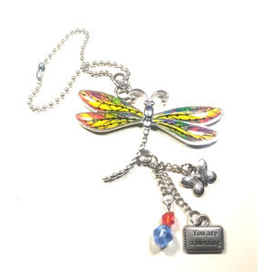 Dragon Fly Keychain Dangles Charms Silver Tone You Are A Blessing